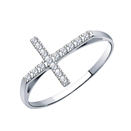 Кольцо 10765-925 серебро Крест